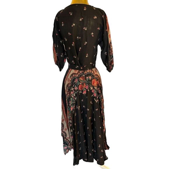 Vintage 70’s Chessa Davis USA Black Floral 2 Piece Long Maxi Dress sz 4 Women's - Picture 4 of 7